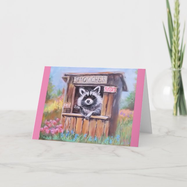 Remerciements Raccoon SMOOCH stand carte de voeux vierge (Devant)