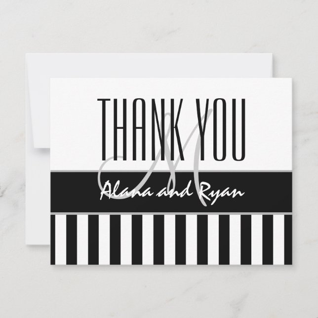 Remerciements Rayures blanches noires épousant le carte de (Devant)