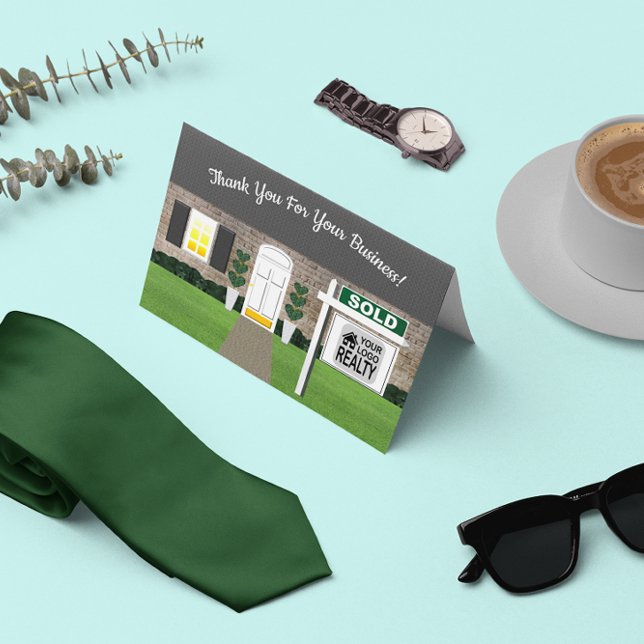 Remerciements Realtor Grey Brick House Vendu Panneau Carte de re (Créateur téléchargé)