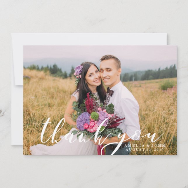 Remerciements Recouvrement de script de calligraphie | Carte de  (Devant)