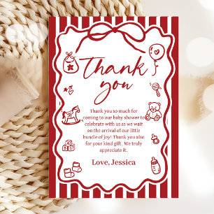 Remerciements Red Ciao Baby Baby shower italien Carte de remerci
