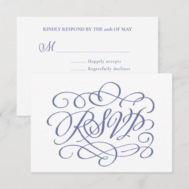 Remerciements Repas Mariage de calligraphie Périwinkle Carte RSV (Devant / Derrière)