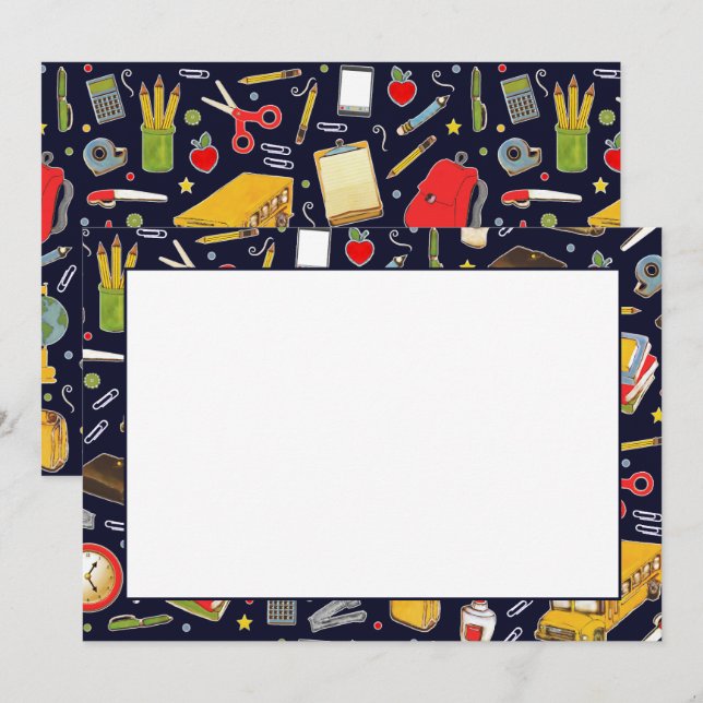 Remerciements Retour À La Carte De Voeux À L'École (Devant / Derrière)