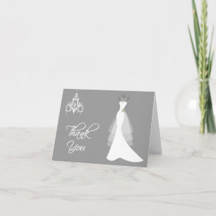 Remerciements Robe de mariage, lustre sur le carte de