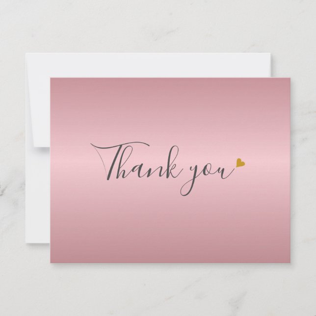 Remerciements Rose simple Gold Script Business Carte de remercie (Devant)
