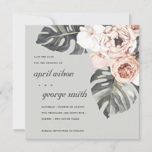 REMERCIEMENTS RUST GRAY MOSTRERA FLORAL ENREGISTRER LA CARTE DE 