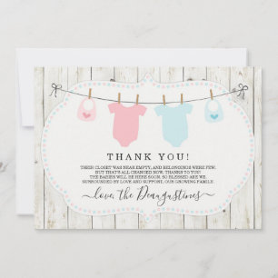 Remerciements Rustic Girl & Boy Twins Baby shower Carte de remer