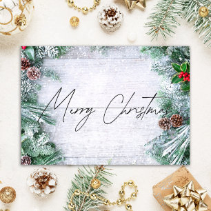 Remerciements Rustic Wood Joyeux Noël Realtor Carte de vacances