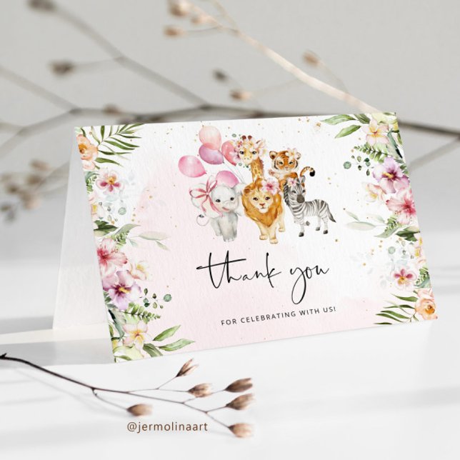 Remerciements Safari plié carte de remerciements. (Créateur téléchargé)