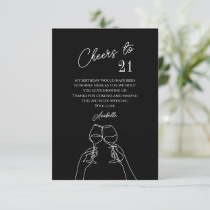 Remerciements Salutations à 21 21ème anniversaire carte de remer