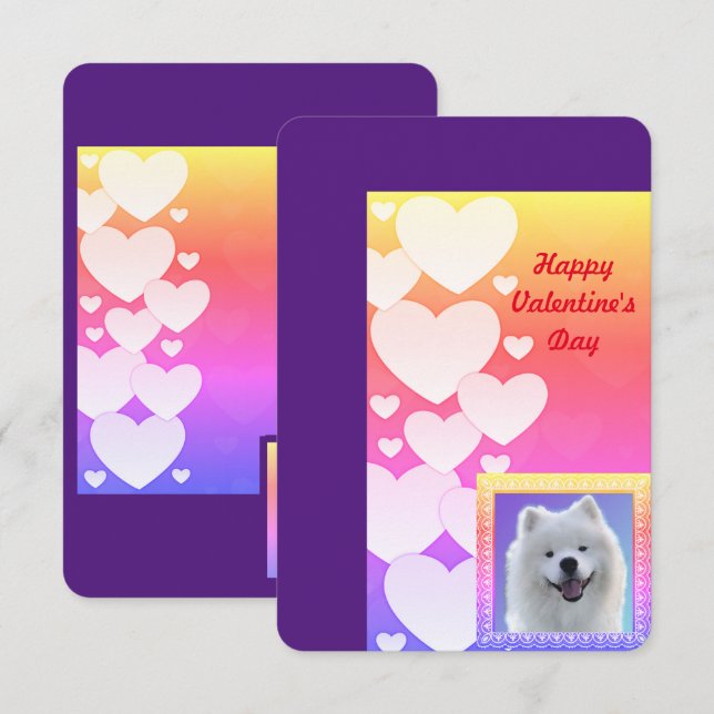 Remerciements Samoyed Valentine's Day Flat Carte de remerciement (Devant / Derrière)