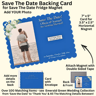 Remerciements Sauver la date, carte de fond magnétique bleu blan
