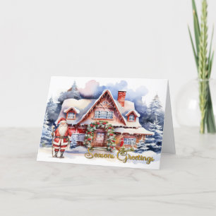 Remerciements Scène De Noël Avec Carte De Voeux Père Noël