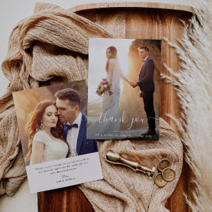 Remerciements Script moderne lettrage mariage carte de remerciem