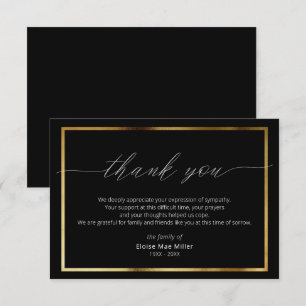 Remerciements Script moderne Simple Sympathy Gold Carte de remer