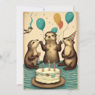Remerciements Sea Otter Carte de voeux plat pour la fête d'anniv