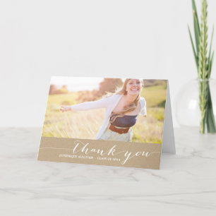 Remerciements Shabby Chic Script Photo Graduation Carte de remer