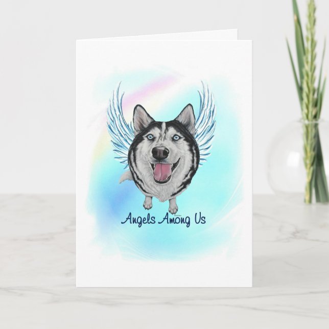 Remerciements Sibérie Husky Angel Chien Pet Perdre carte de symp (Devant)