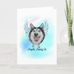 Remerciements Sibérie Husky Angel Chien Pet Perdre carte de symp