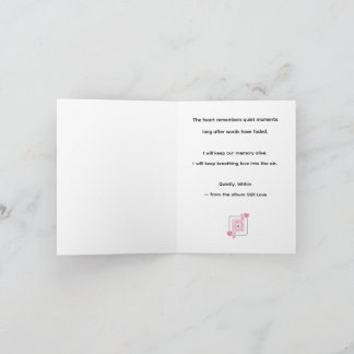 Remerciements Silencieusement, à l'intérieur – Carte de paroles 