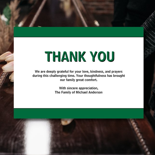 Remerciements Simple Carte de condoléances traditionnelle verte  (Créateur téléchargé)