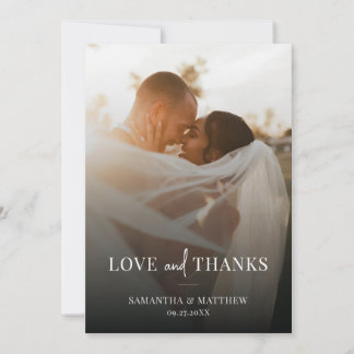 Remerciements Simple Elegant Couple Photo Mariage Carte de remer