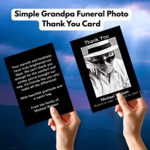 Simple Grandpa Funeral Photo Carte de remerciement