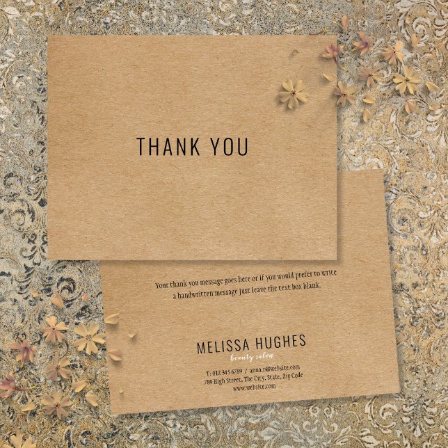 Remerciements Simple moderne Rustique Kraft Carte de remerciemen (Simple Modern Rustic Kraft Business Thank You Card)