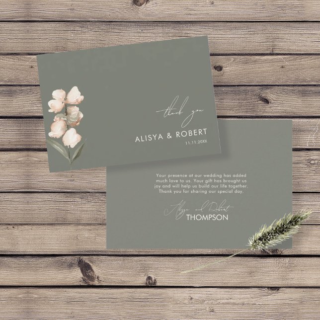 Remerciements Simple Sage Green Simple Mariage Carte de remercie (Créateur téléchargé)