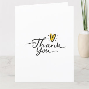 Remerciements Simple Script Cute Yellow Heart Carte de remerciem