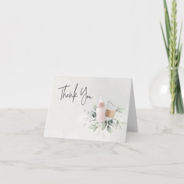 Remerciements Sip rose & Voir Nouveau Bébé Carte de remerciement (Devant)