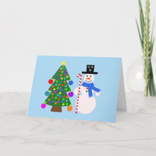 Remerciements Snowman & sapin de Noël #4 Carte