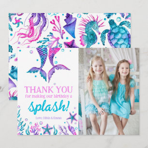 Remerciements Soeurs d'anniversaire conjointe Mermaid Carte de r
