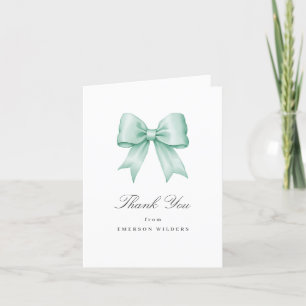 Remerciements Soft Mint Green Vintage Satin Bow Carte de remerci