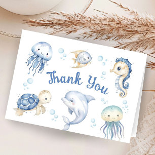 Remerciements Sous Le Baby shower De Mer Plié Carte de remerciem