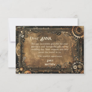 Remerciements Steampunk Noir Affair Mariage Carte de remerciemen