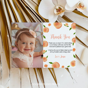 Remerciements Sweet As A Peach Birthday Photo Carte de remerciem