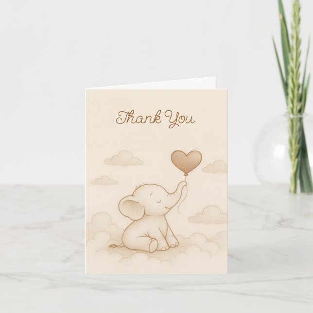 Remerciements Sweet Baby Elephant Baby shower Carte de remerciem (Devant)