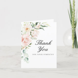 Remerciements Sympathie Rose Floral Funérailles pliées Carte de
