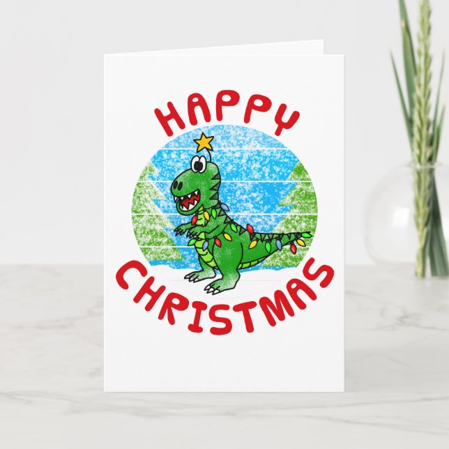 Remerciements T-Rex Dinosaur carte de Noël drôle (Devant)