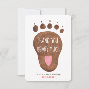 Remerciements Teddy Bear Beary Beaucoup Baby shower Carte de rem