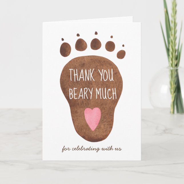 Remerciements Teddy Bear Beary Beaucoup Baby shower Carte de rem (Devant)