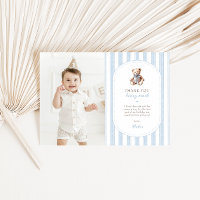 Teddy Bear Bleu 1er anniversaire Carte de remercie