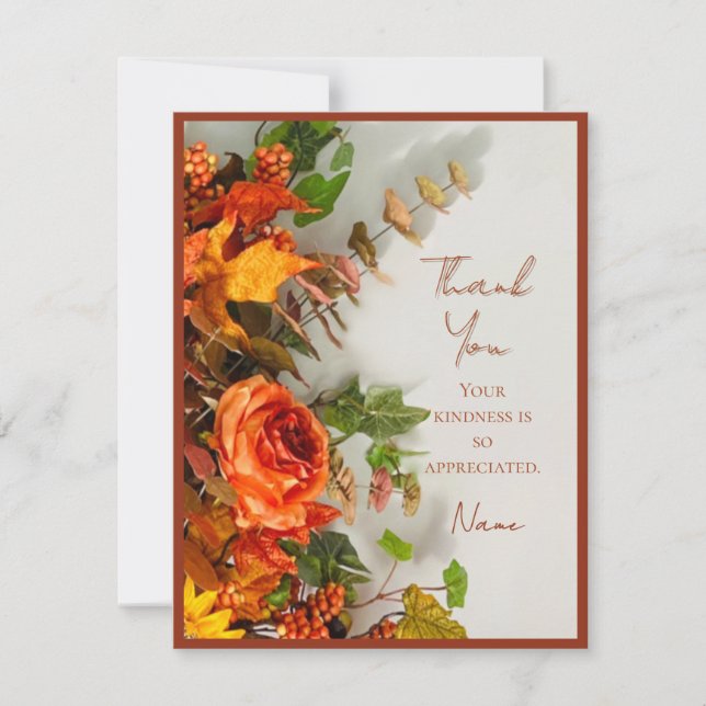 Remerciements Thanksgiving Florals Holiday Spice Carte de remerc (Devant)
