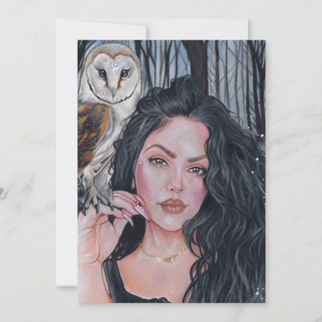 Remerciements Touché par la fille magique hibou Carte de remerci (Devant)