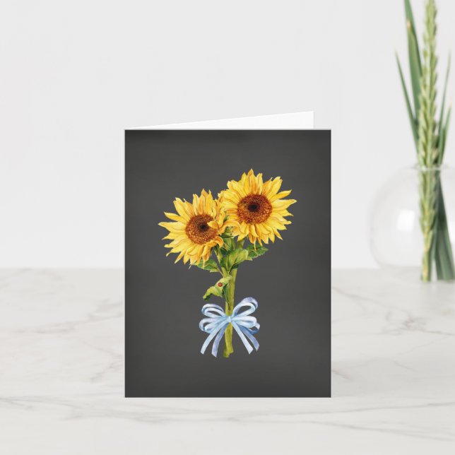 Remerciements Tournesols en noir Toutes les occasions Carte de n (Devant)