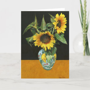 Remerciements Tournesols Sur Carte De Voeux Or