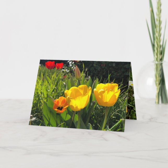 Remerciements Tulières de carte de fleurs de printemps jaune pâq (Devant)
