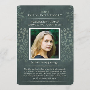 Remerciements Turquoise Floral Custom Photo Poem Carte de remerc
