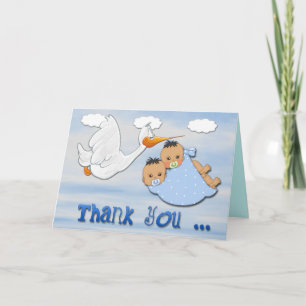 Remerciements Twin Boys - Baby shower de cigogne Carte de remerc